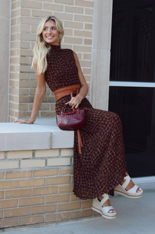 Riley Smocked Mock Neck Printed Maxi