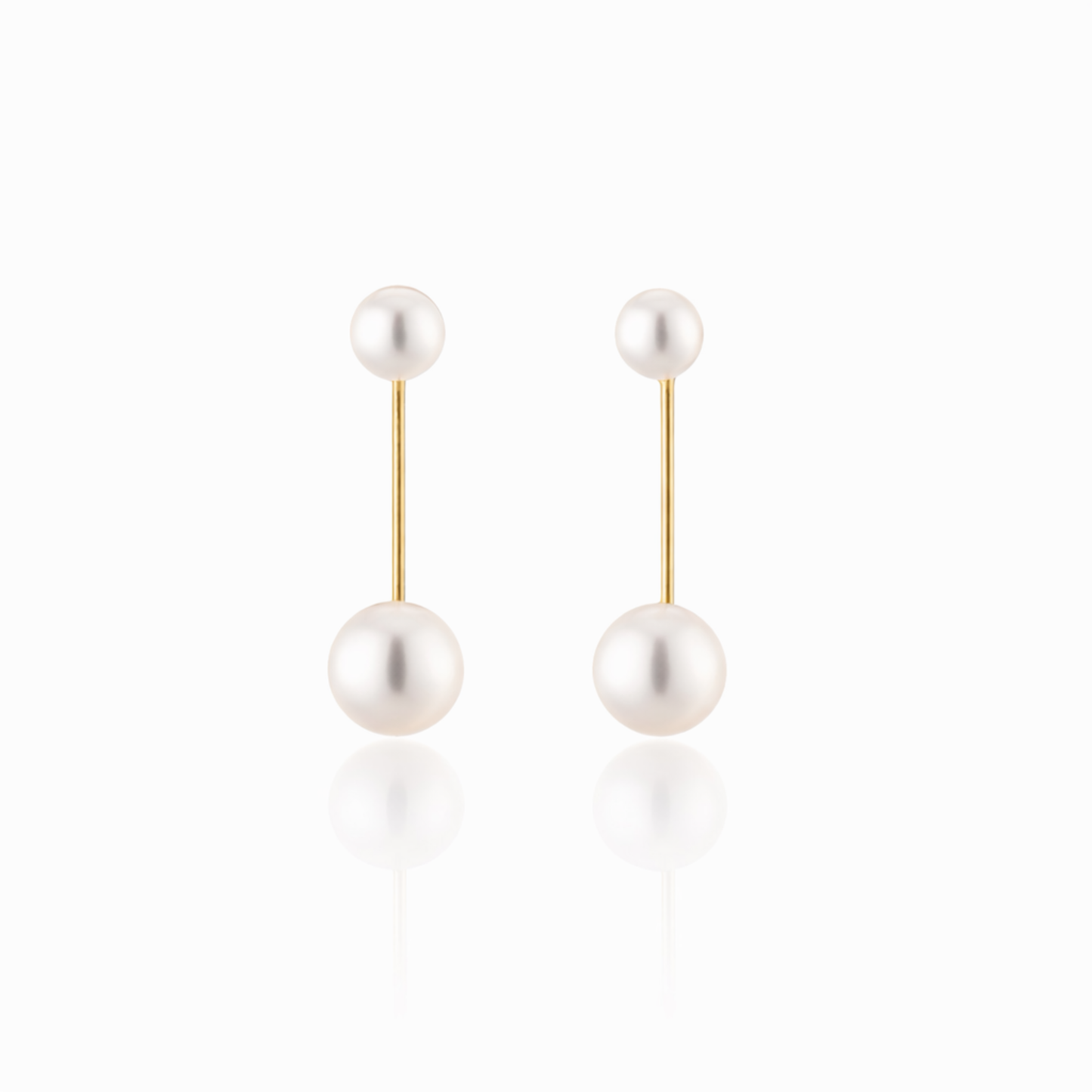 Modern Dual Pearl Drop Earrings – Minimal Gold Accent Design