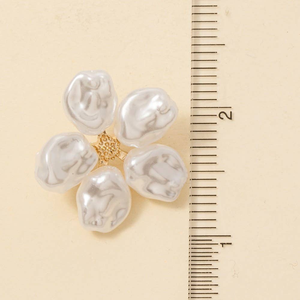 Chunky Pearl Flower Stud Earrings