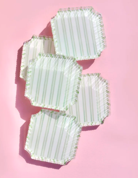 Acrylic Green & White Striped Coaster