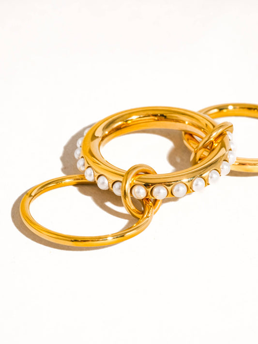 Danton Size 8 Multi Stack Pearl Band Ring
