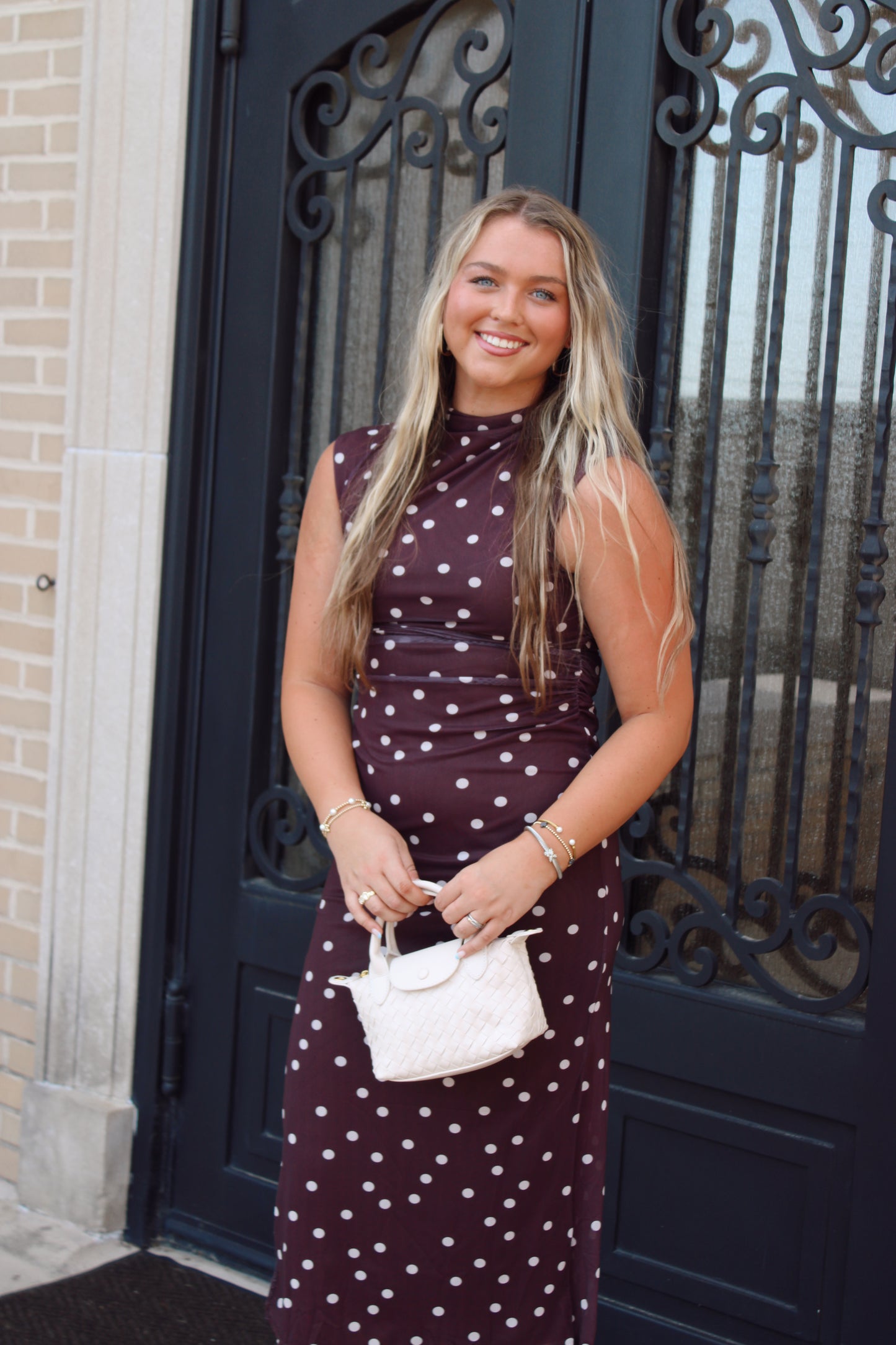 Paige Polka Midi with Side Slit