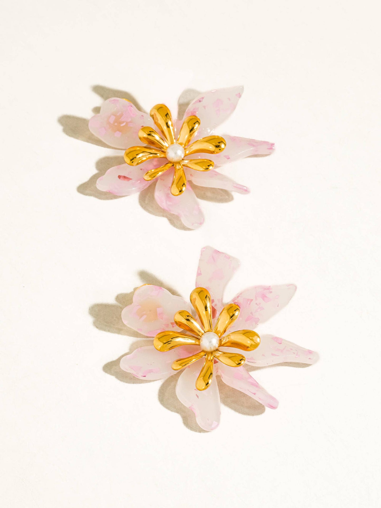 Pink Floral Statement Earrings