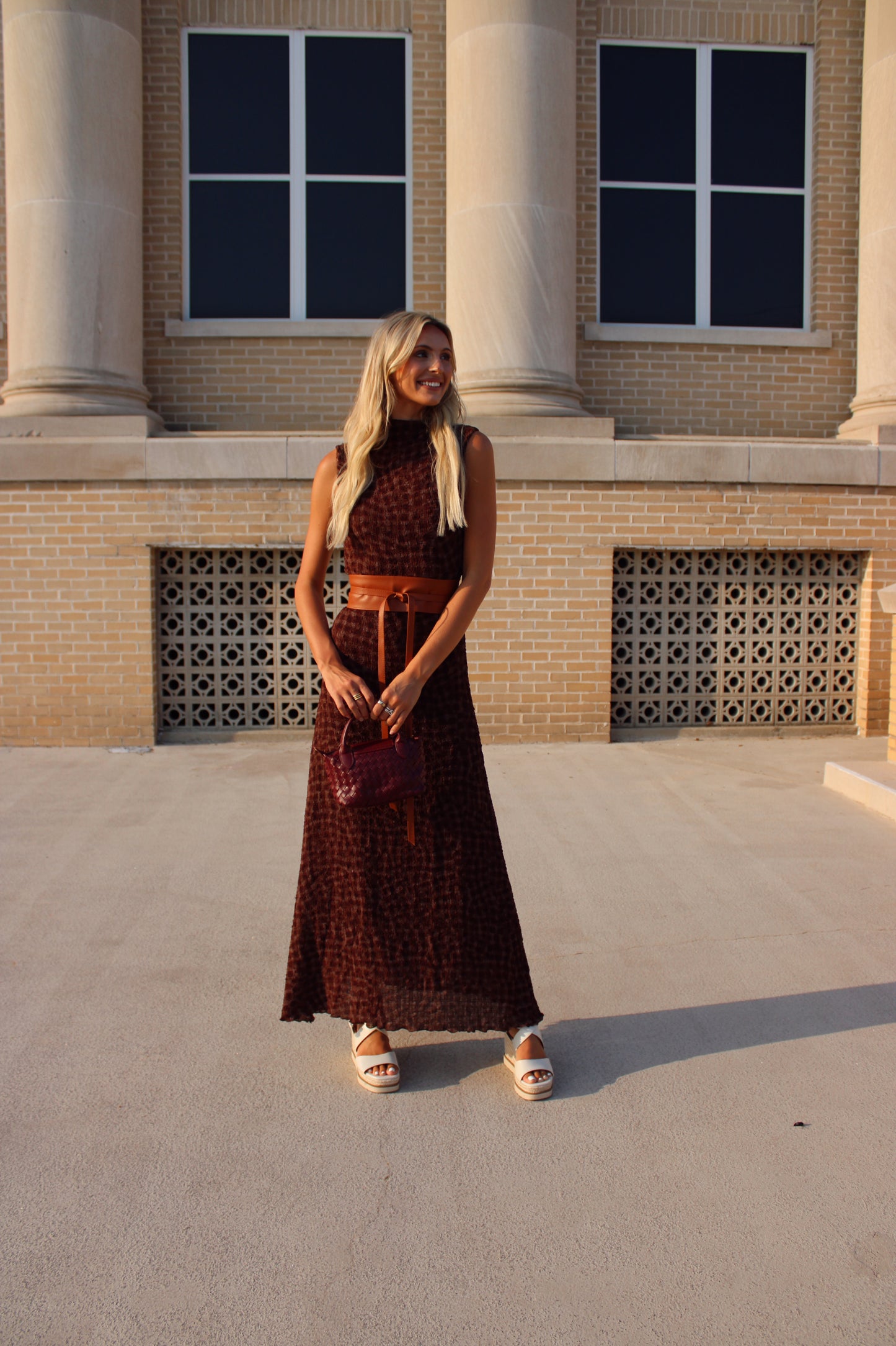 Riley Smocked Mock Neck Printed Maxi