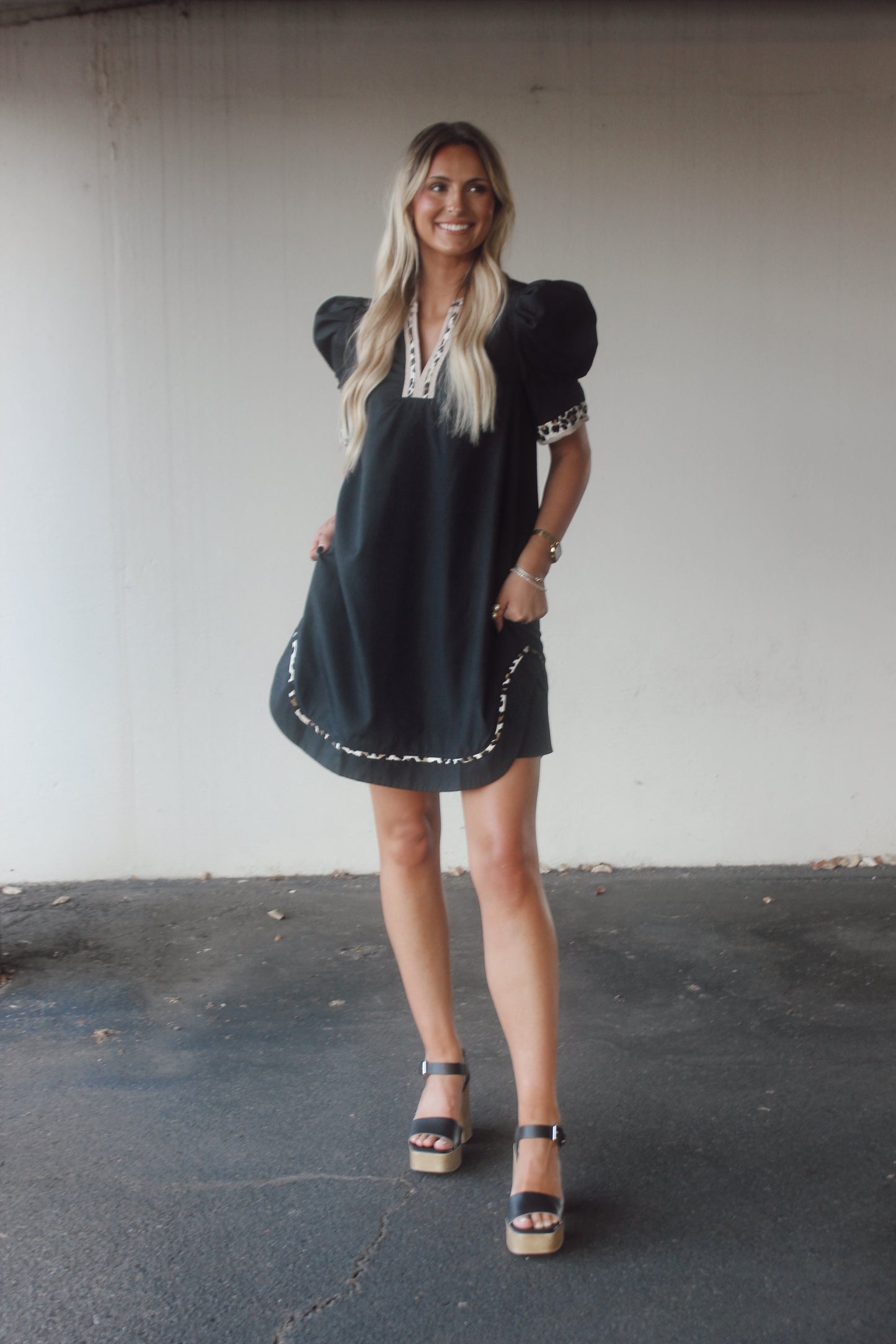 Black and Leopard Mini Dress