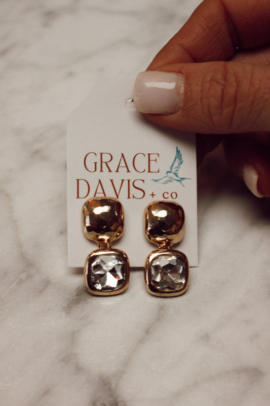 Bella Hammered Crystal Drop Earring