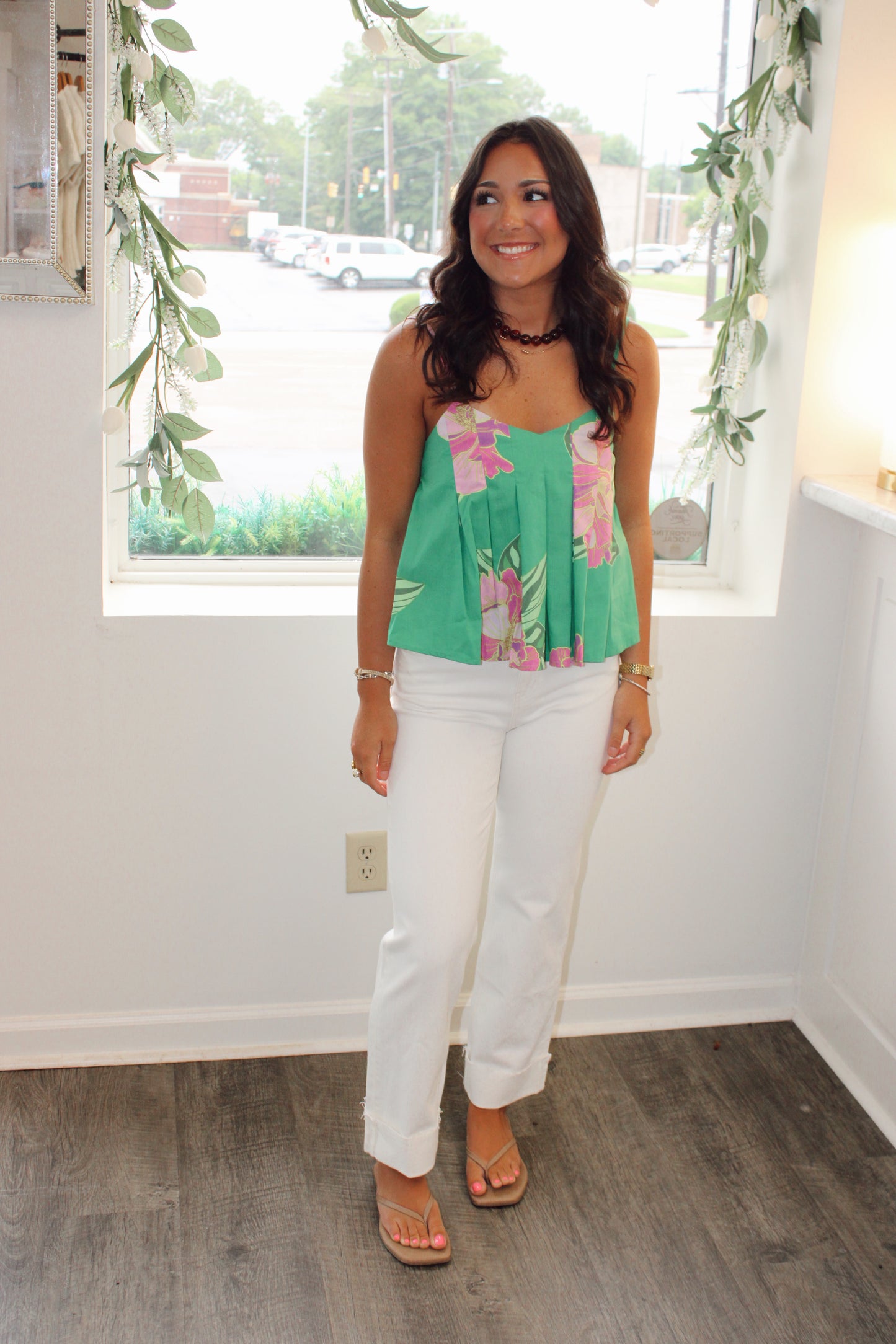 On Island Time Floral Tank