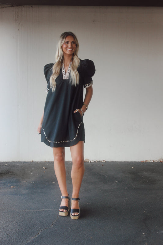 Black and Leopard Mini Dress