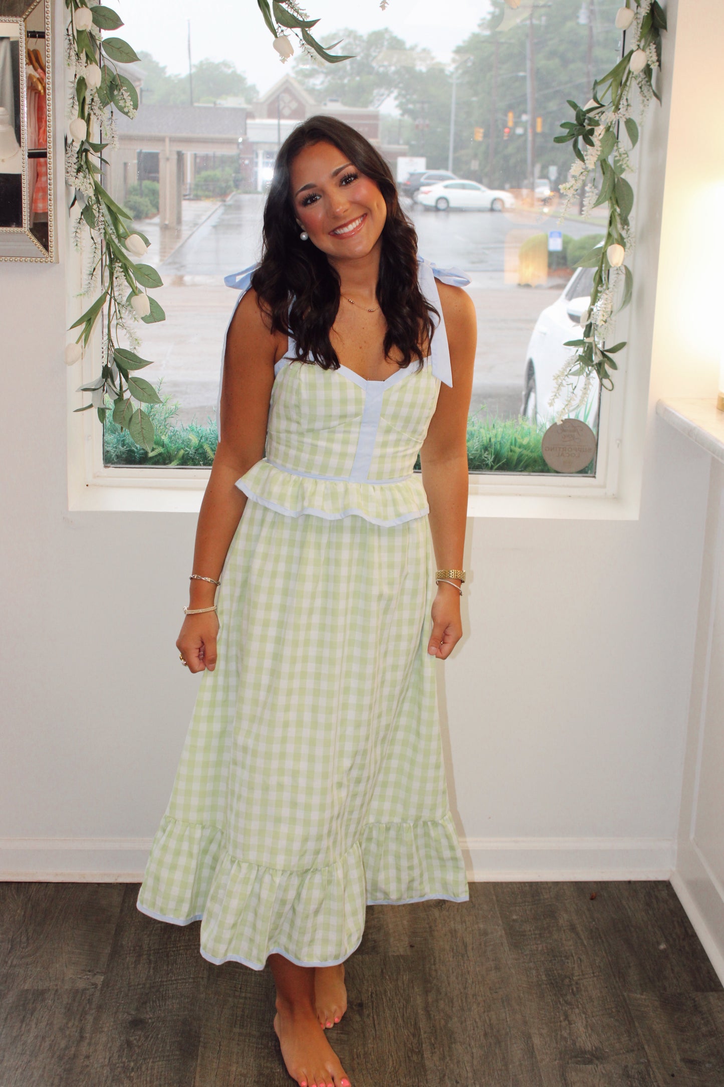 Charleston Gingham Maxi Dress