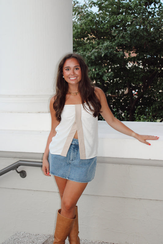 Denim Medium Wash A line Mini Skort