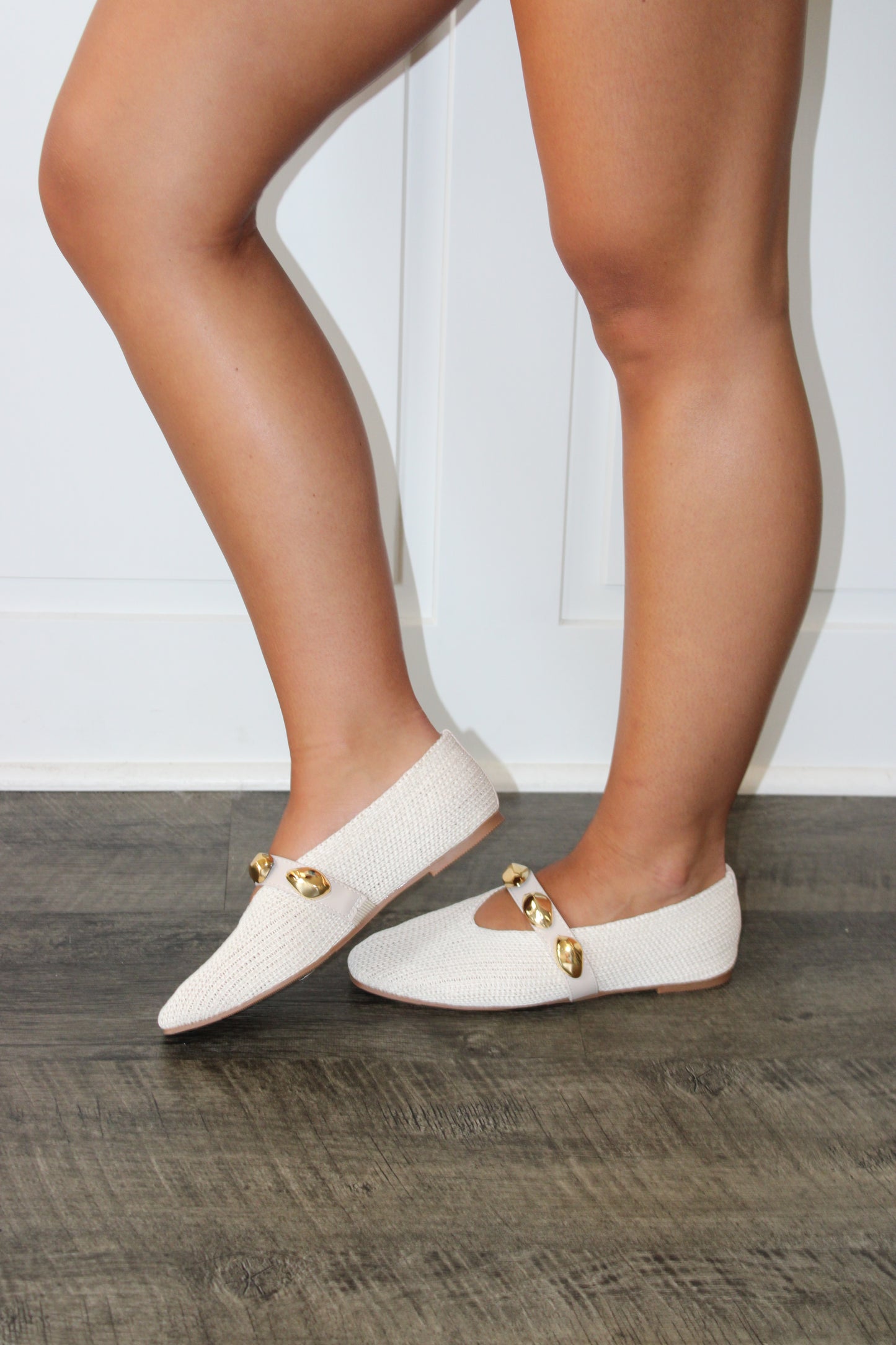 Woven Ballet Flat in Bone
