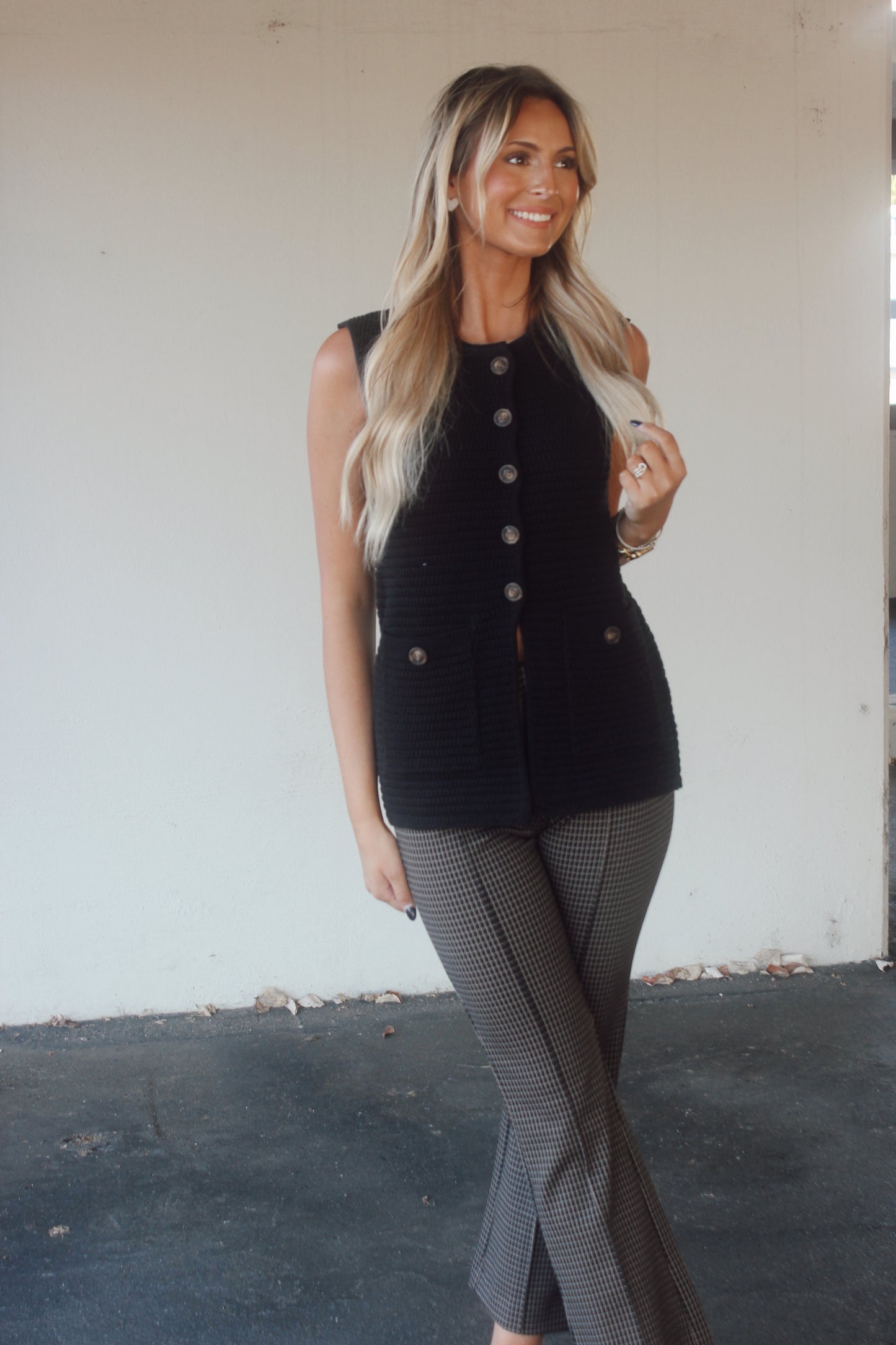 Everday Plaid Pant-Black