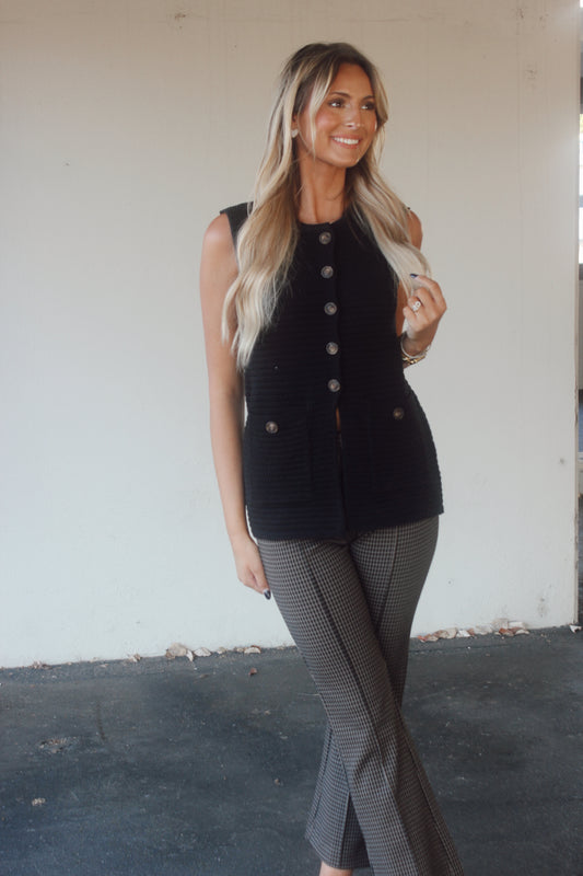 Everday Plaid Pant-Black