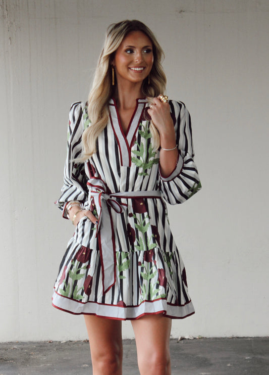 Madison Stripe and Floral Mini Dress