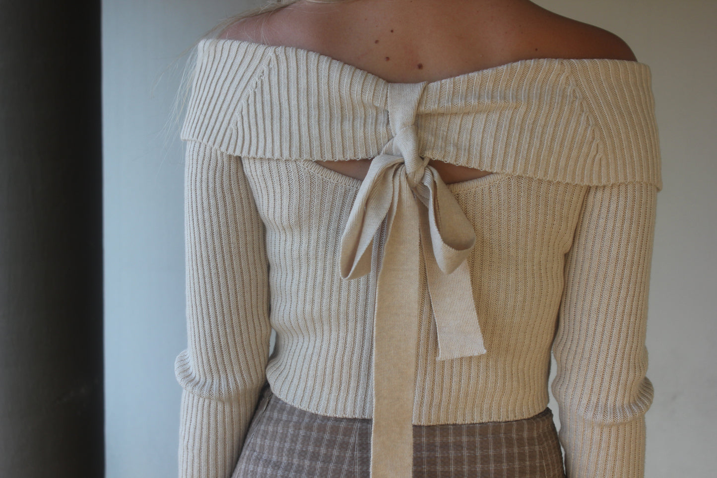 Off Shoulder Bar Backed Sweater