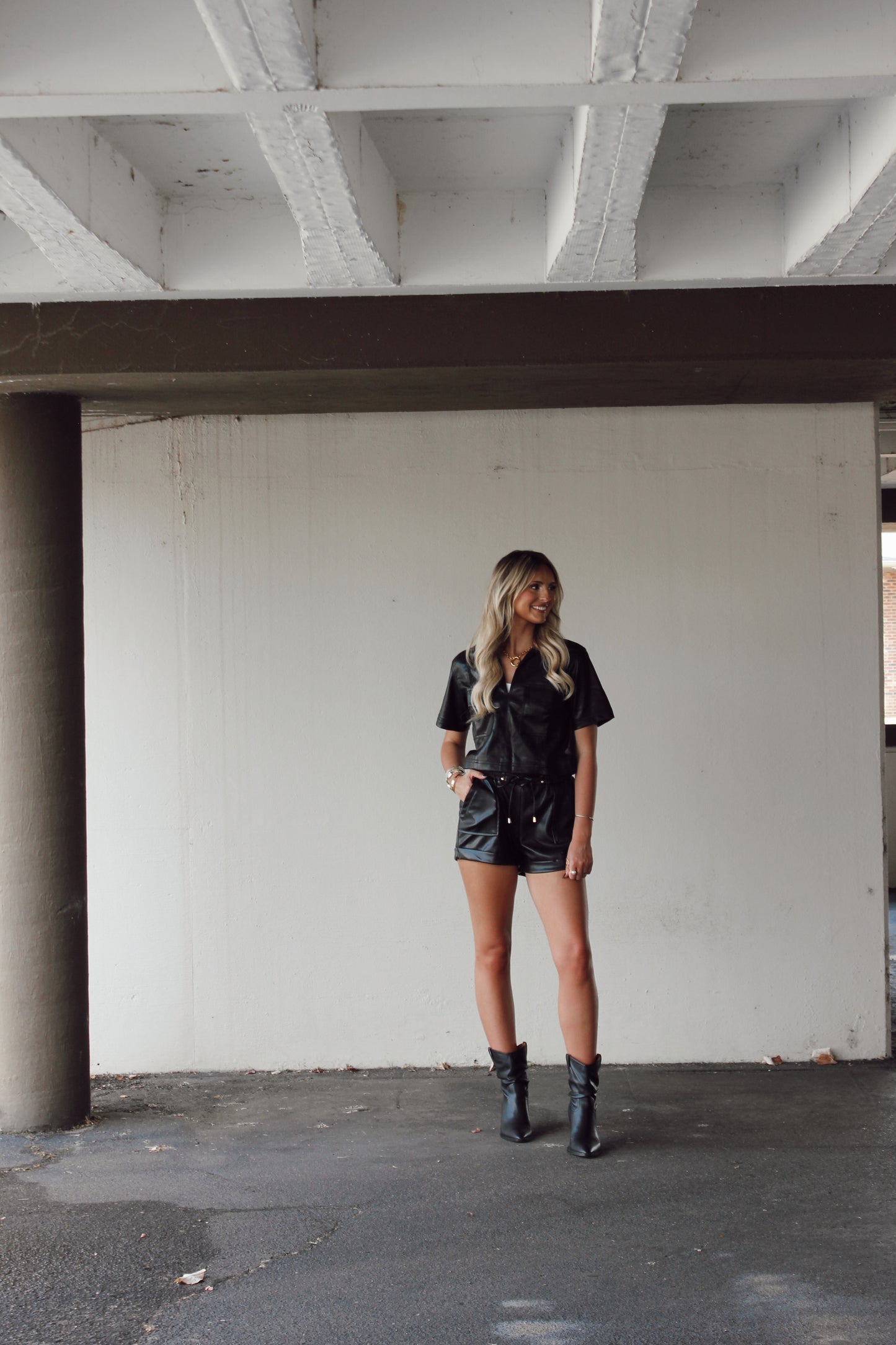 Heather Cropped Leather Top