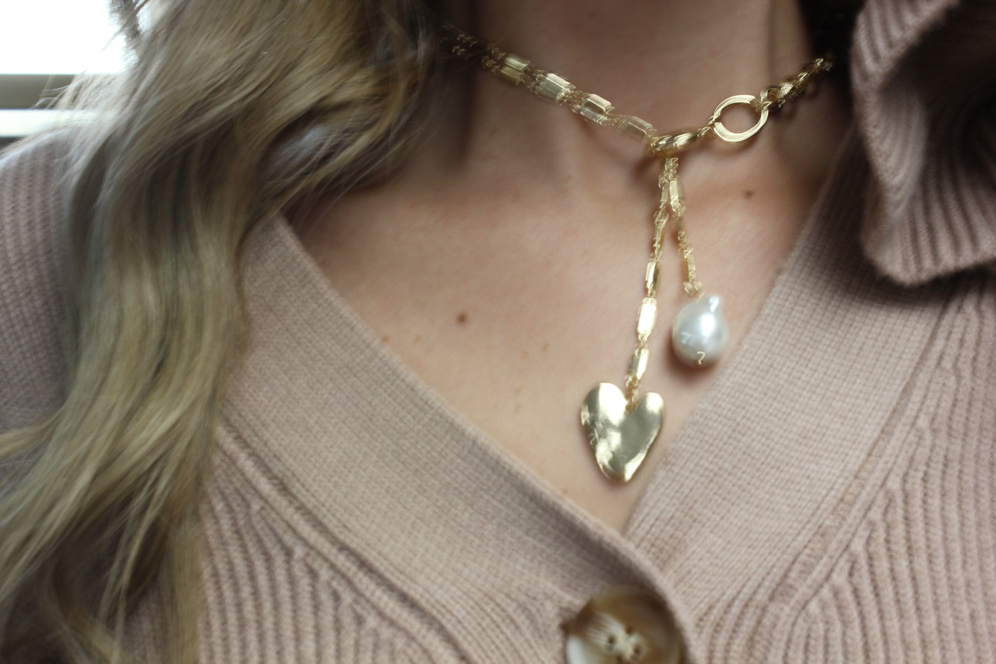 Maple Heart and Pearl Pendant Necklace