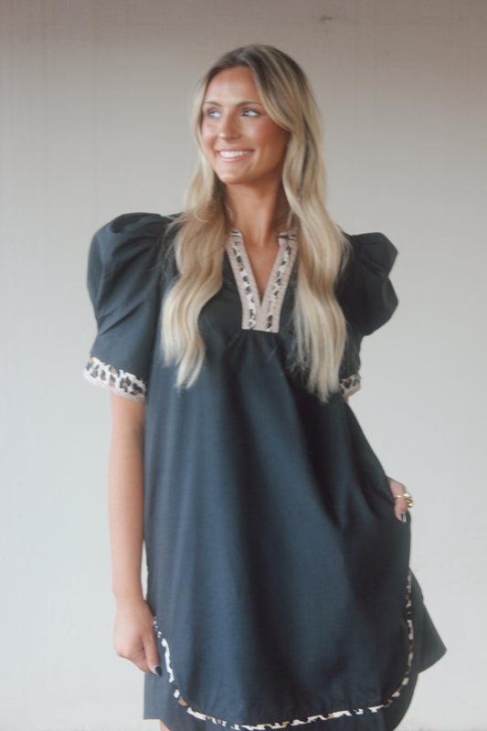 Black and Leopard Mini Dress