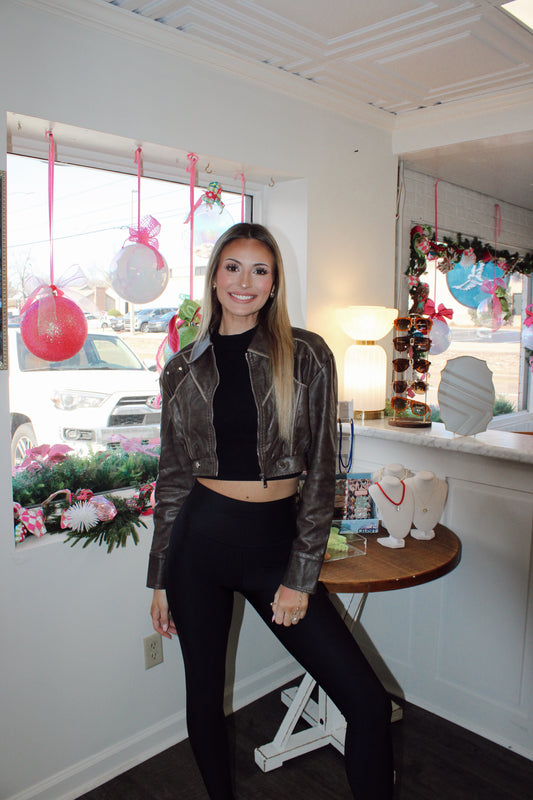 Cropped Jacket with Contrast Stitch Detail