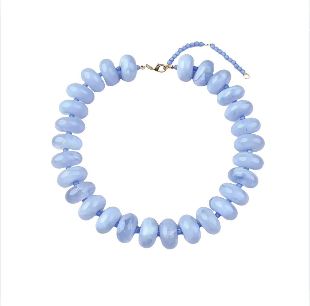 Polished Bead Statement Necklace | Blue