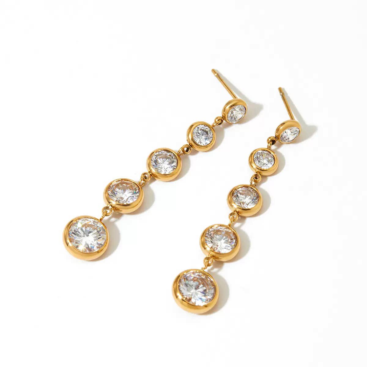 Bezeled Cz Dangle Earrings Waterproof