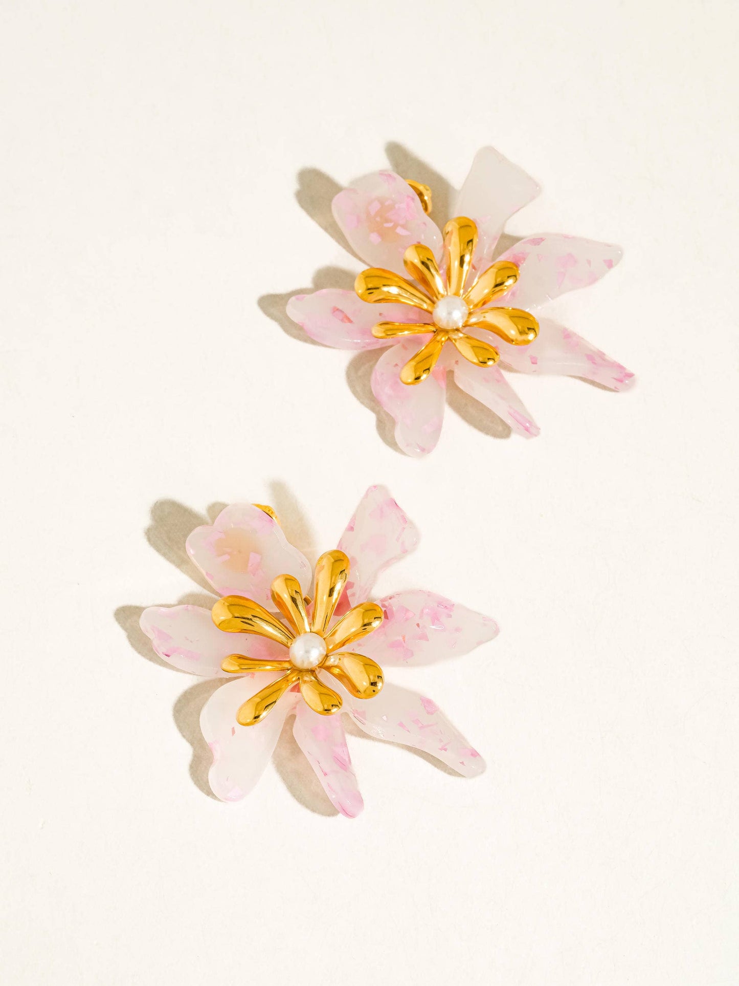 Pink Floral Statement Earrings