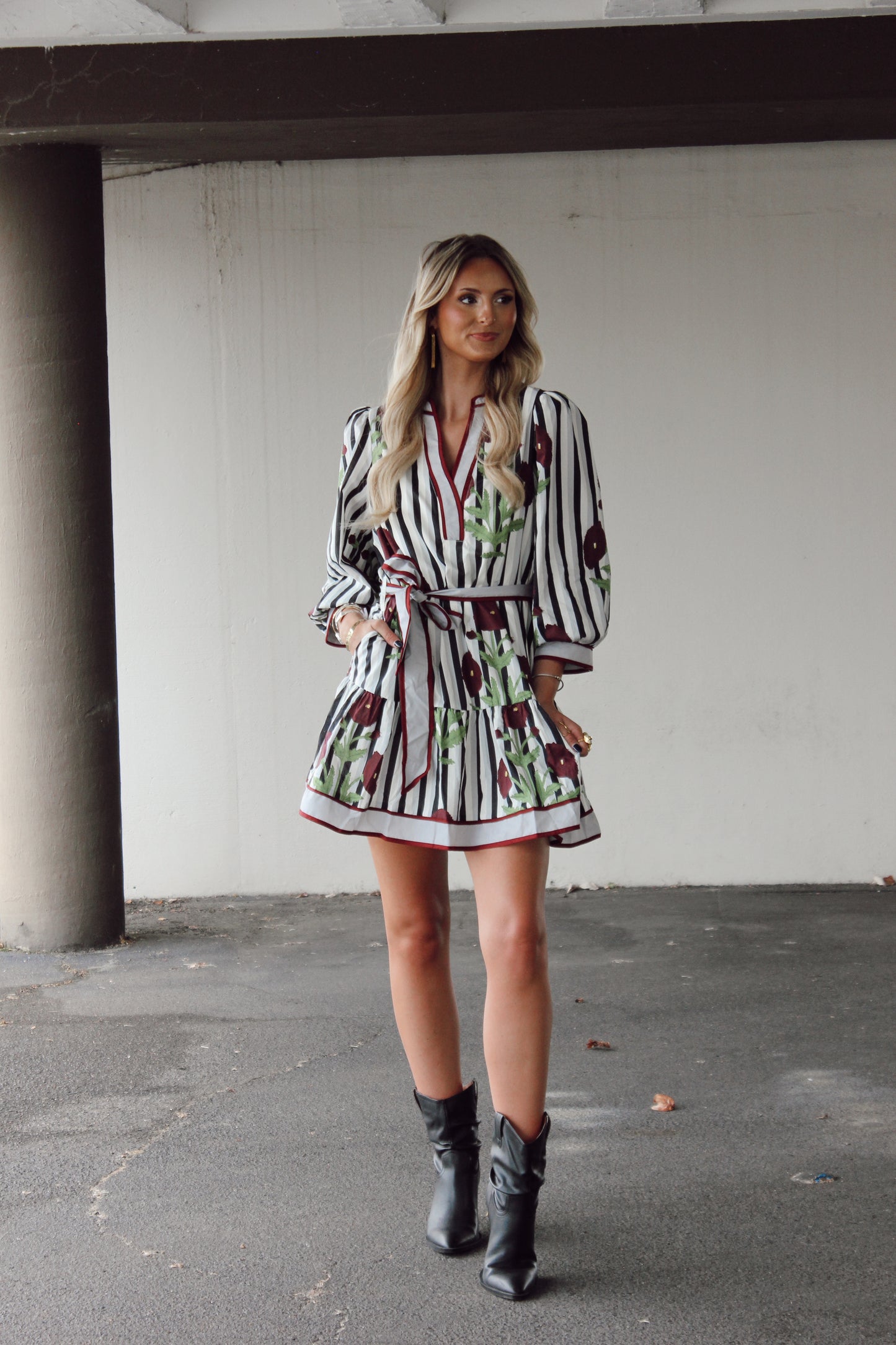 Madison Stripe and Floral Mini Dress