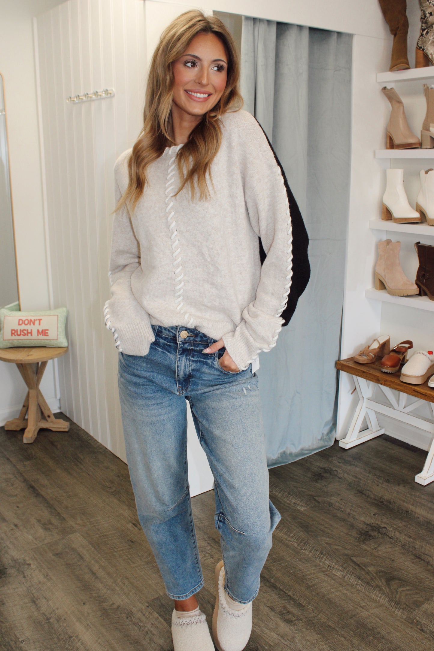 Color Block Threaded Sweater