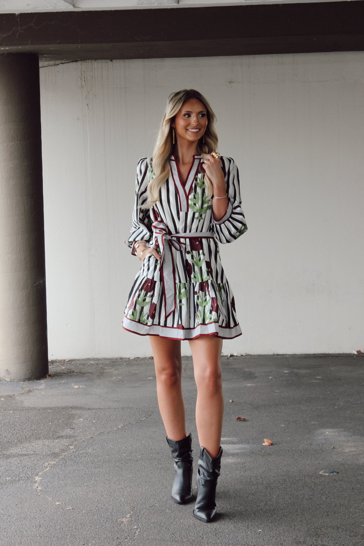 Madison Stripe and Floral Mini Dress