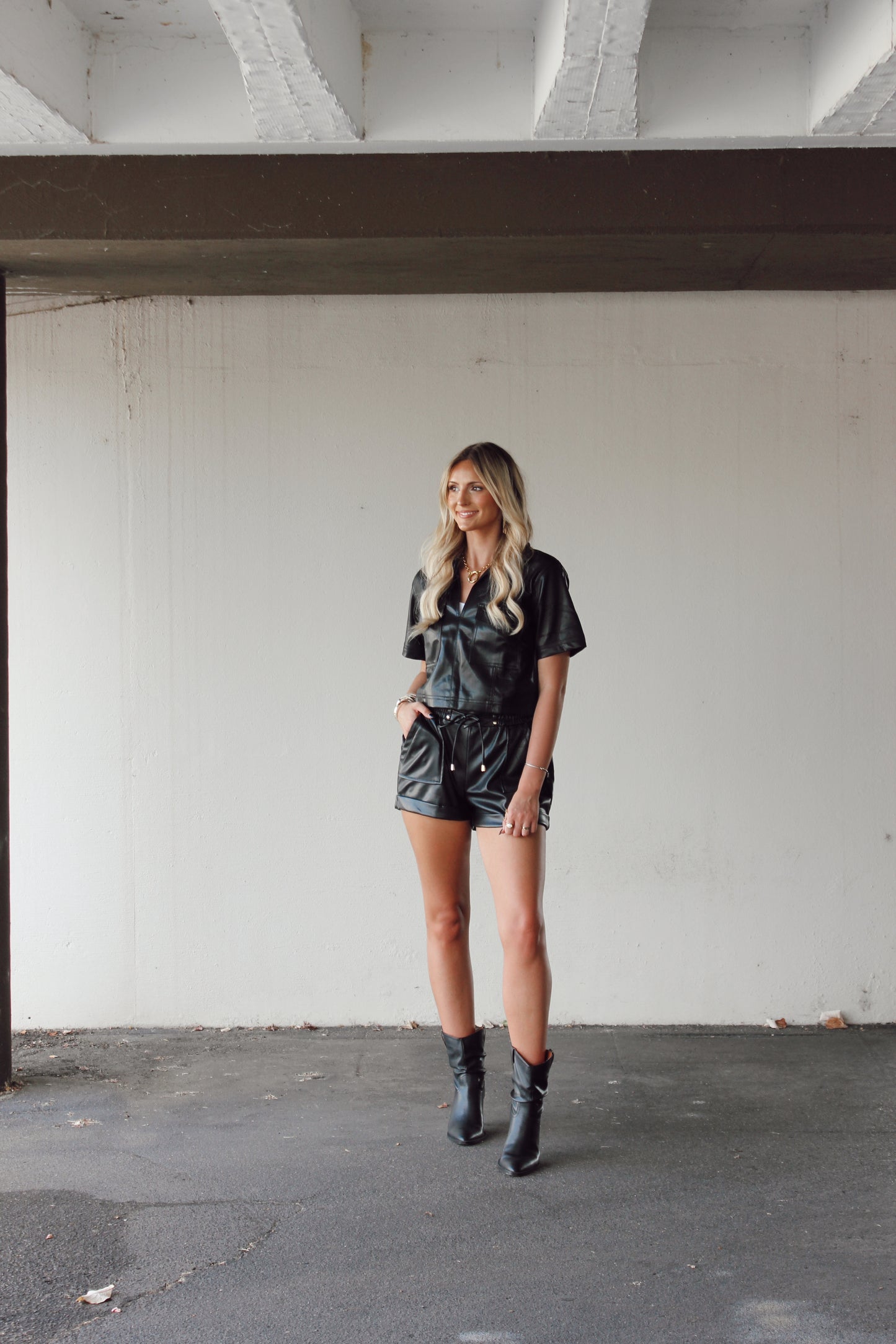 Heather Cropped Leather Top
