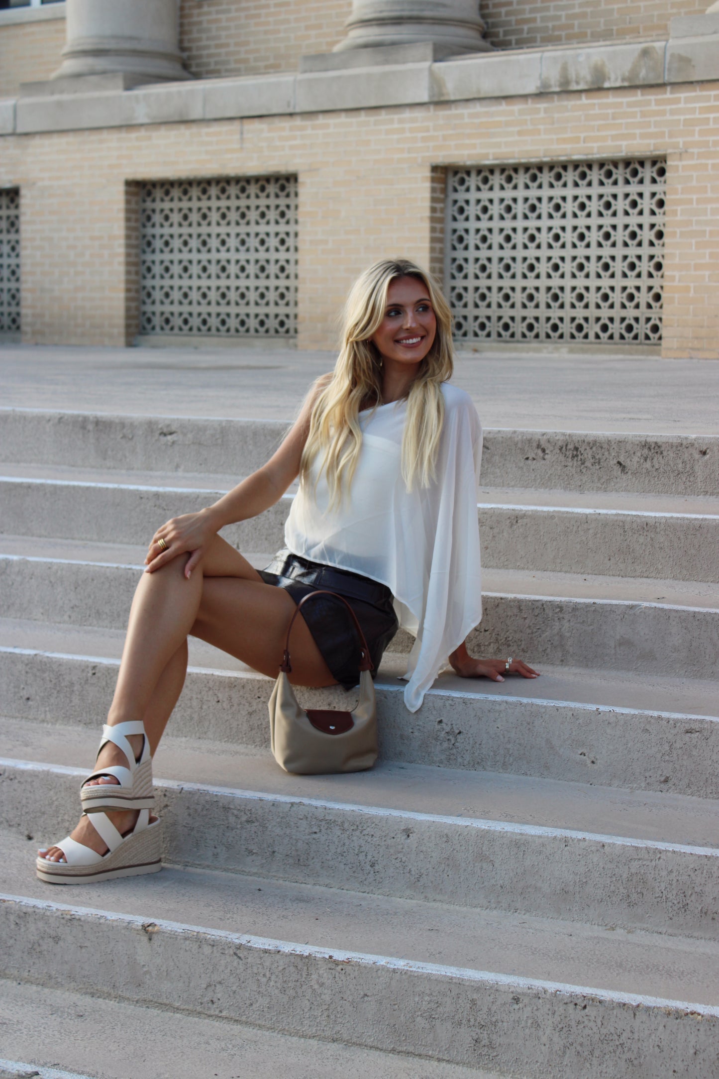 Brown Faux Croc Mini Skort