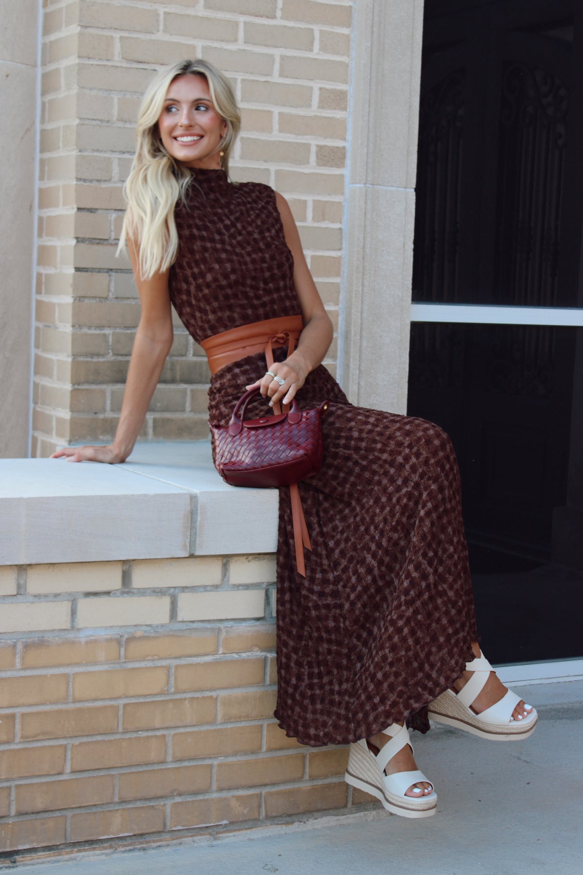 Riley Smocked Mock Neck Printed Maxi