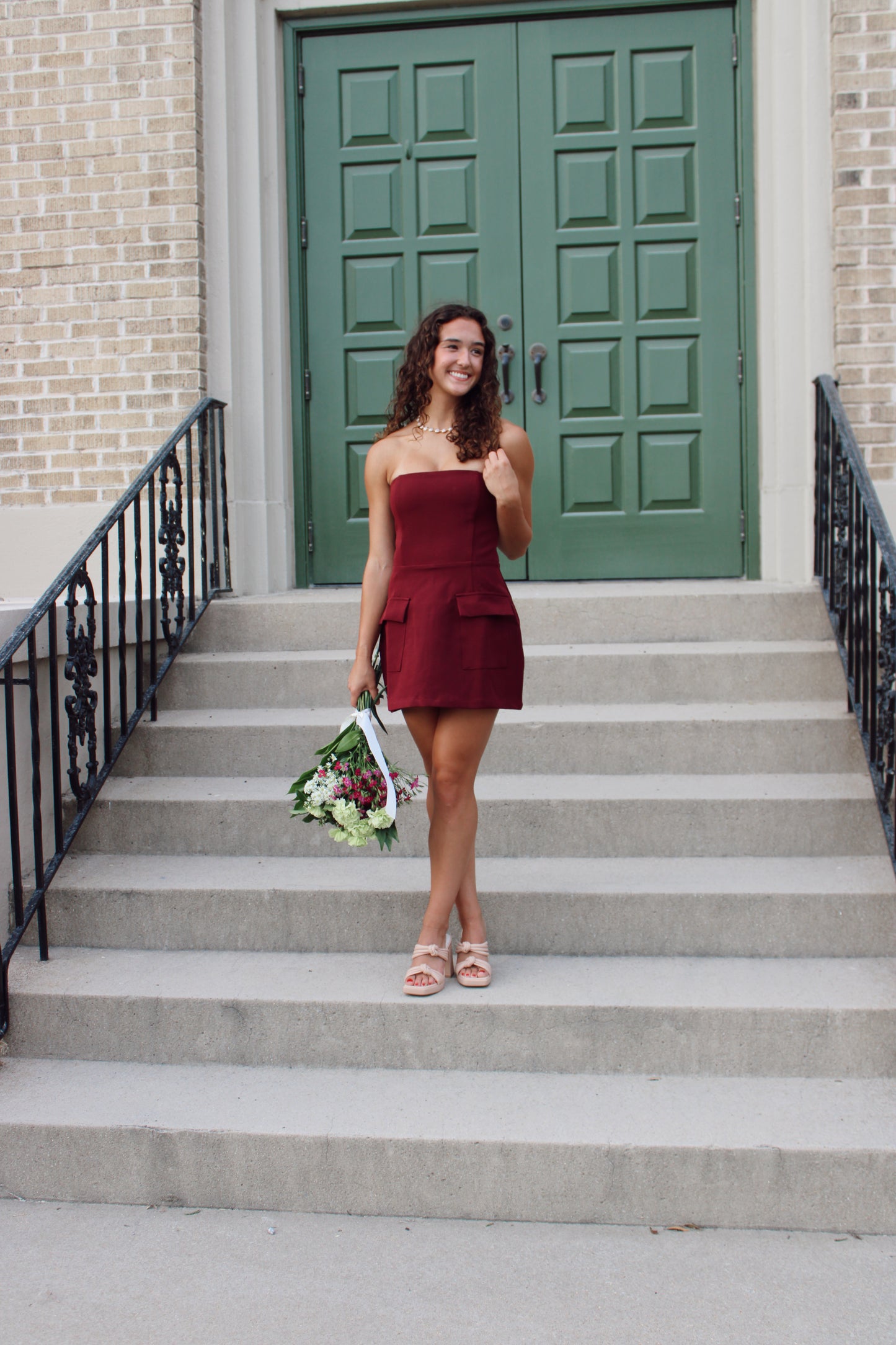 Macie Strapless Front Pocket Mini Dress