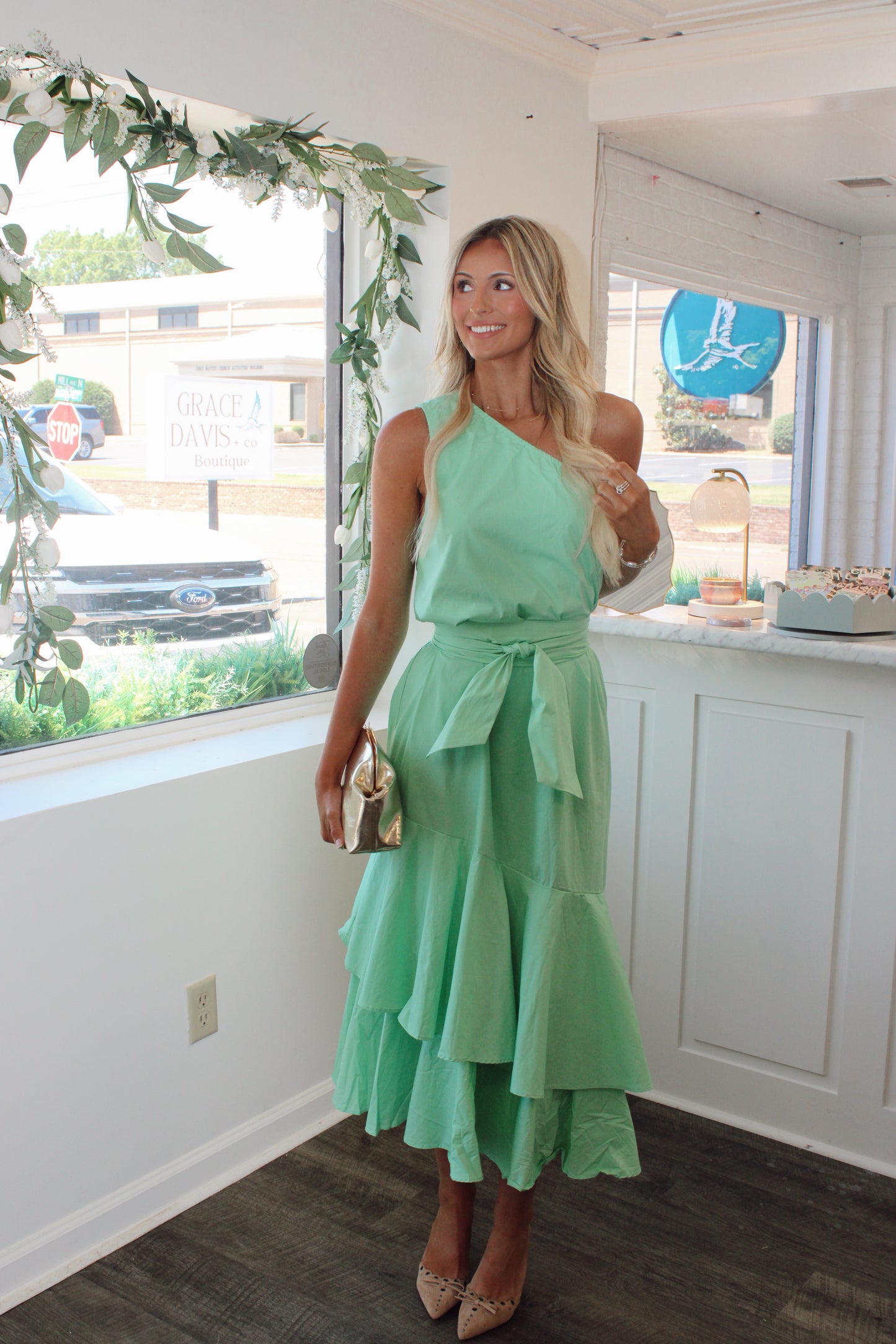 Sadie Scarf Neck Tiered Maxi Dress