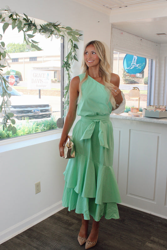 Sadie Scarf Neck Tiered Maxi Dress