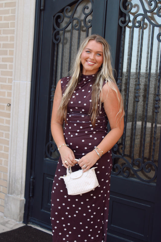 Paige Polka Midi with Side Slit