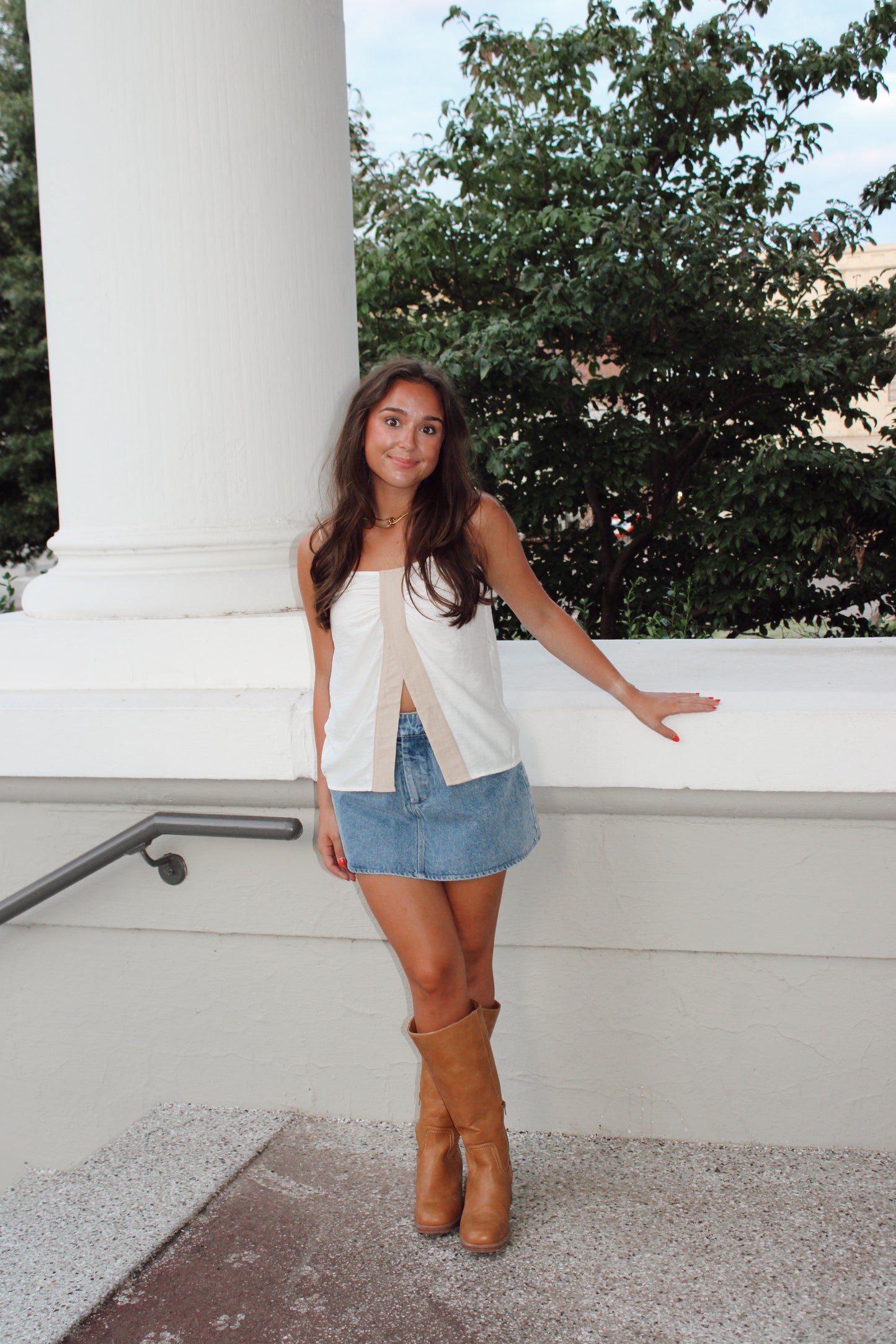 Denim Medium Wash A line Mini Skort