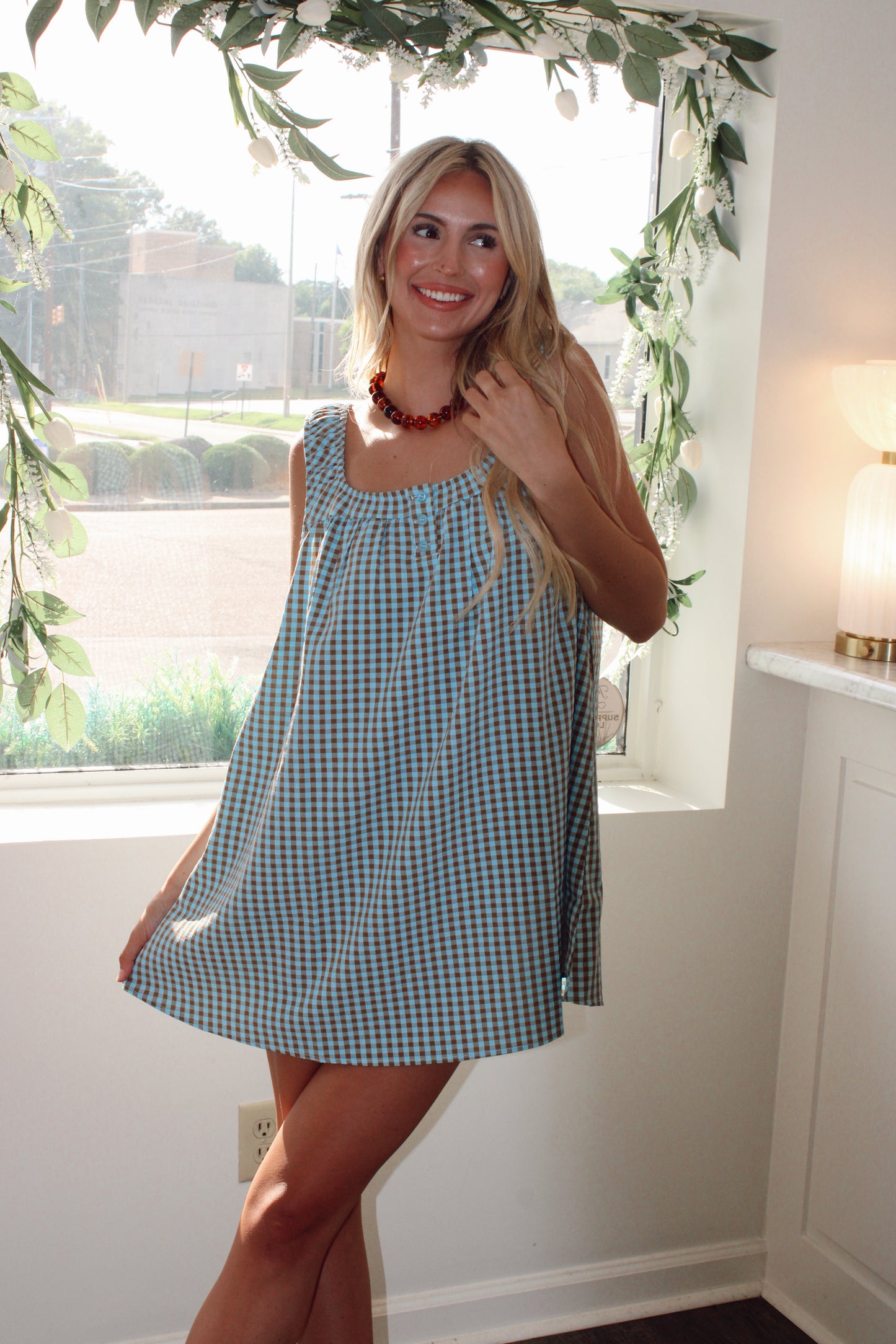 Randy Gingham Swing Mini Dress