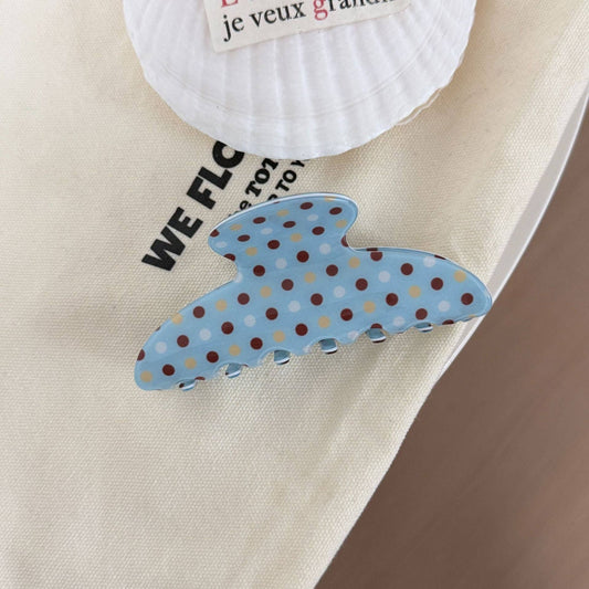 Baby Blue with Brown Polka Large Claw