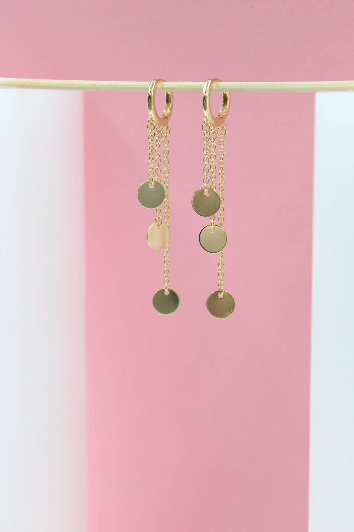 Gold Filled Huggies Dangle Drop Discs