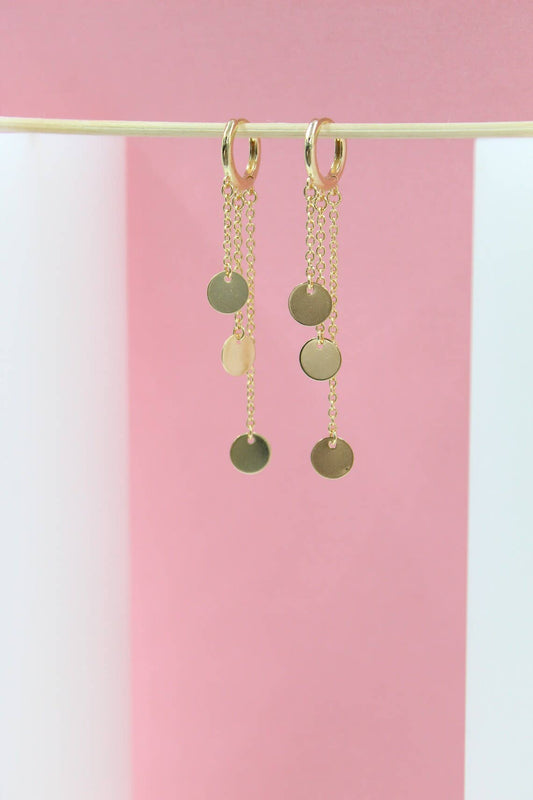 Gold Filled Huggies Dangle Drop Discs