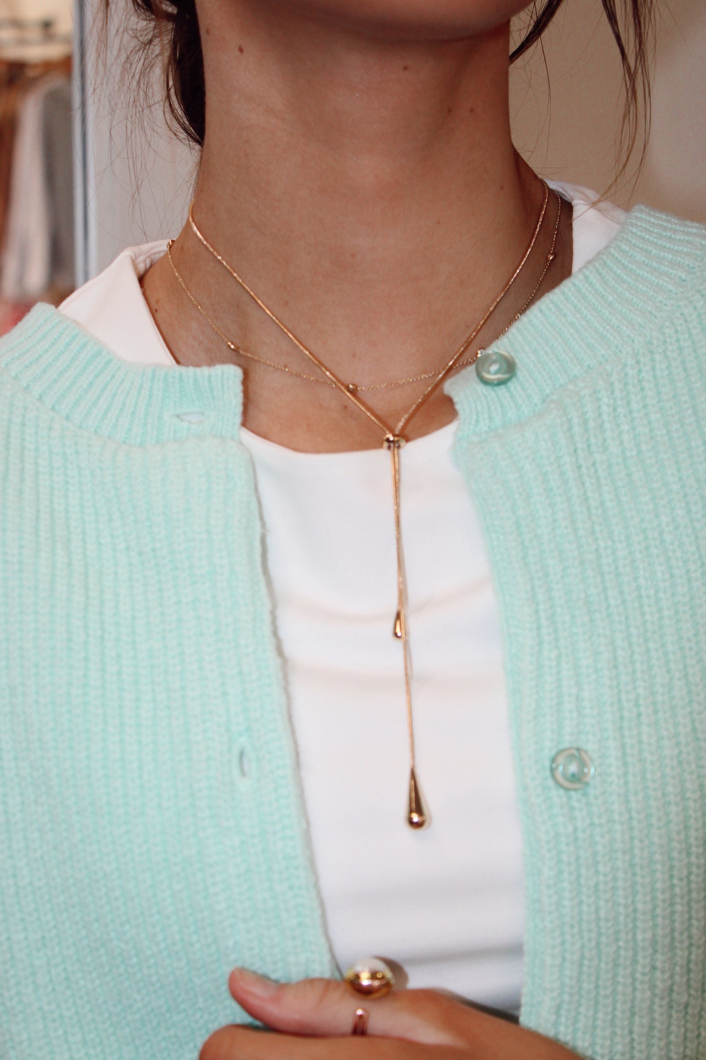 Mount Vernon Teardrop Slider Necklace Gold