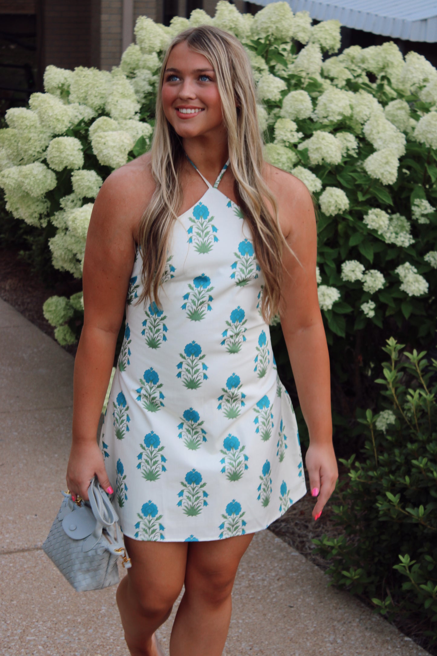 Madilynn Floral Halter Side Zipper Neck Mini Dress