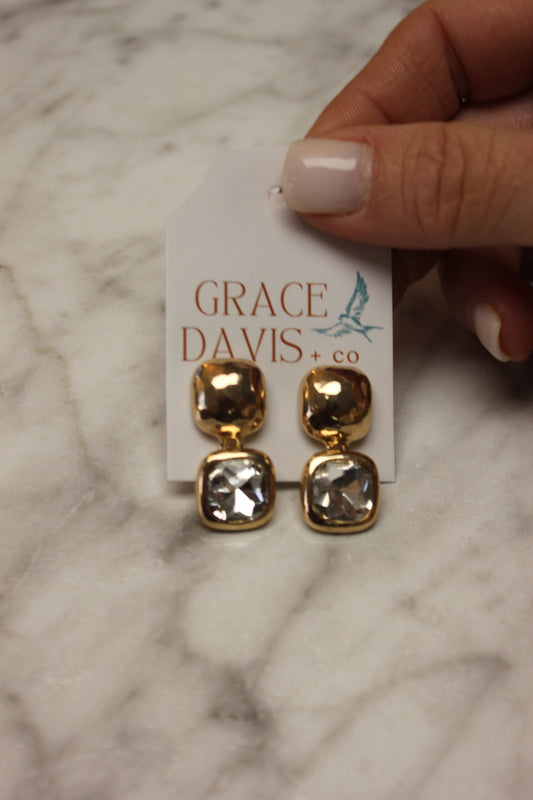 Bella Hammered Crystal Drop Earring