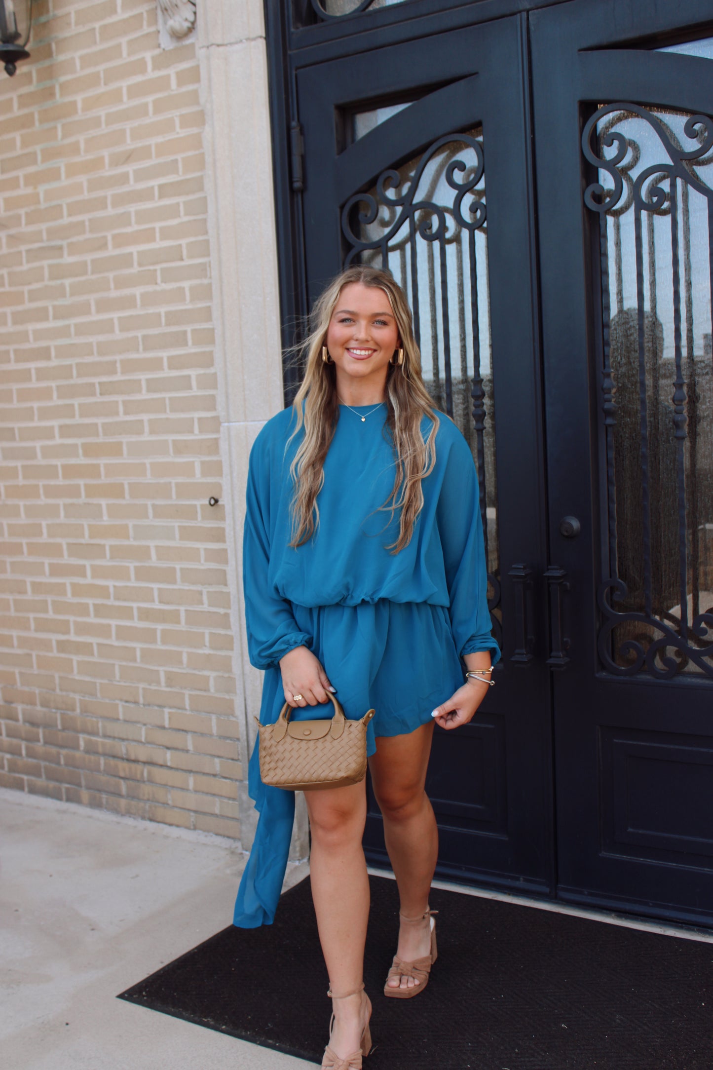 Burkley Draped Asymmetric Chiffon Mini Dress