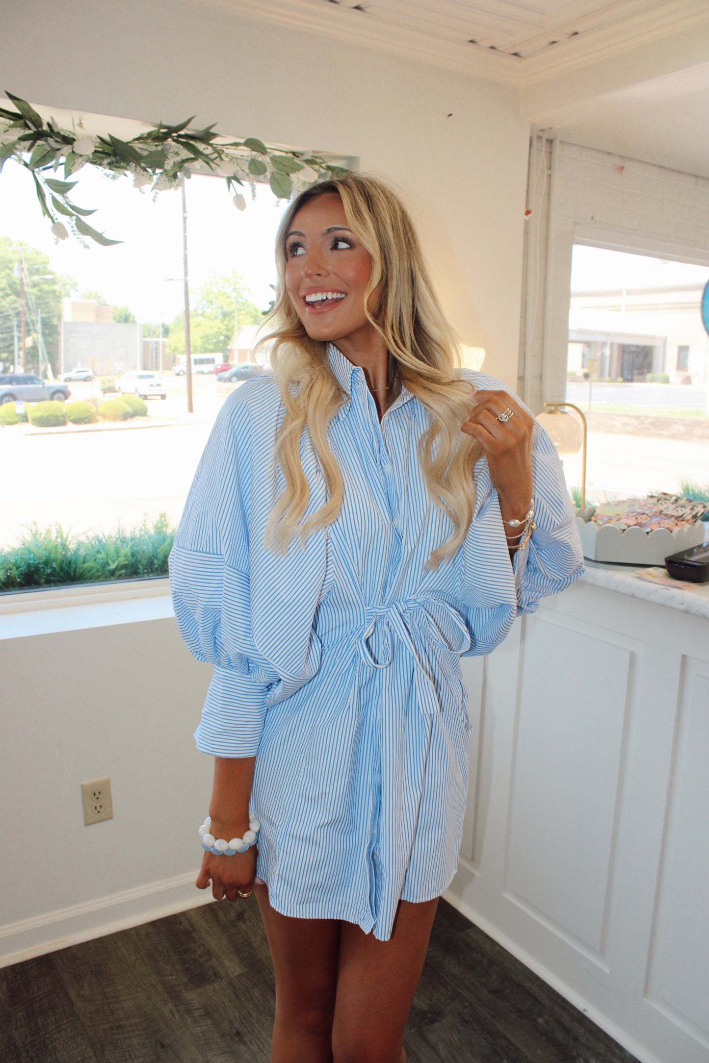Poplin Tie-Waist Mini Dress