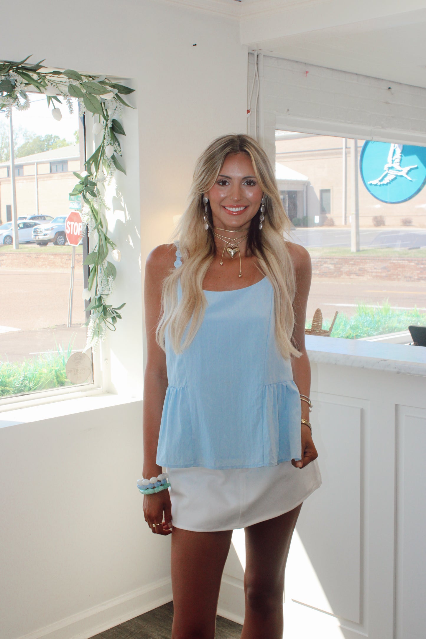 Button Detail Ruffle Tank Top