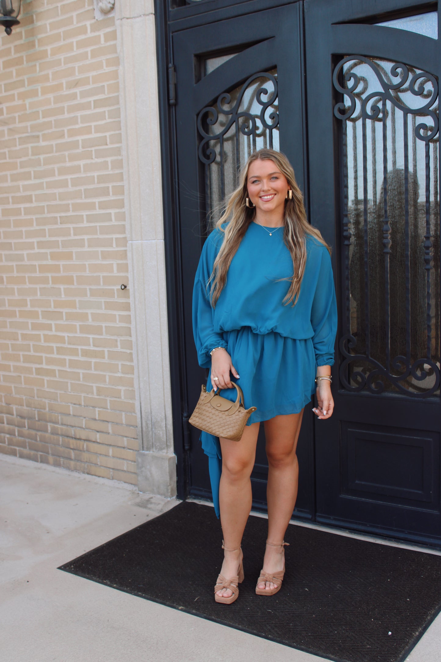 Burkley Draped Asymmetric Chiffon Mini Dress