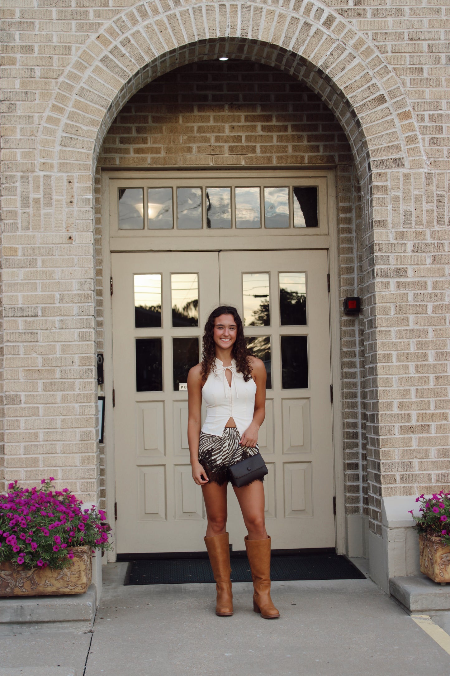 Zebra Print Lace Trim Shorts