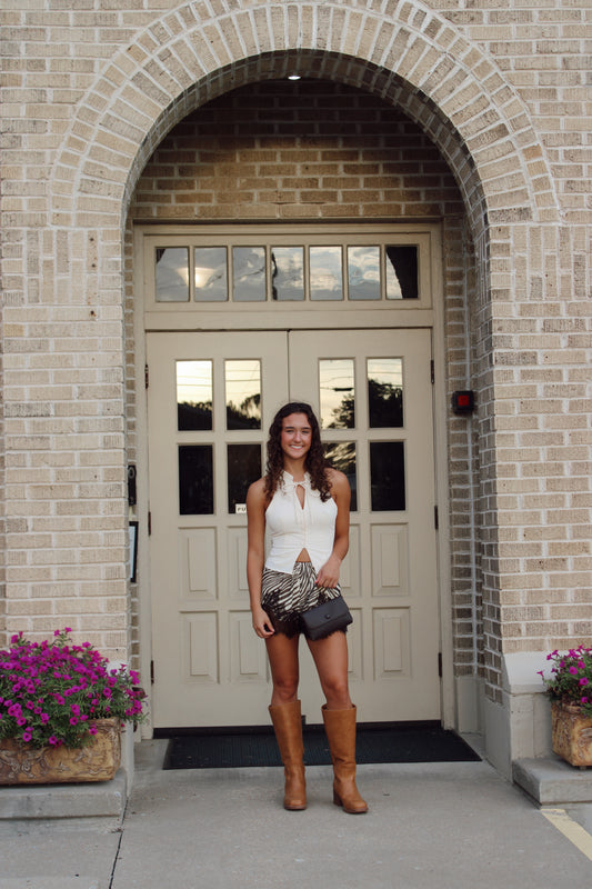 Zebra Print Lace Trim Shorts